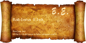 Bablena Elek névjegykártya